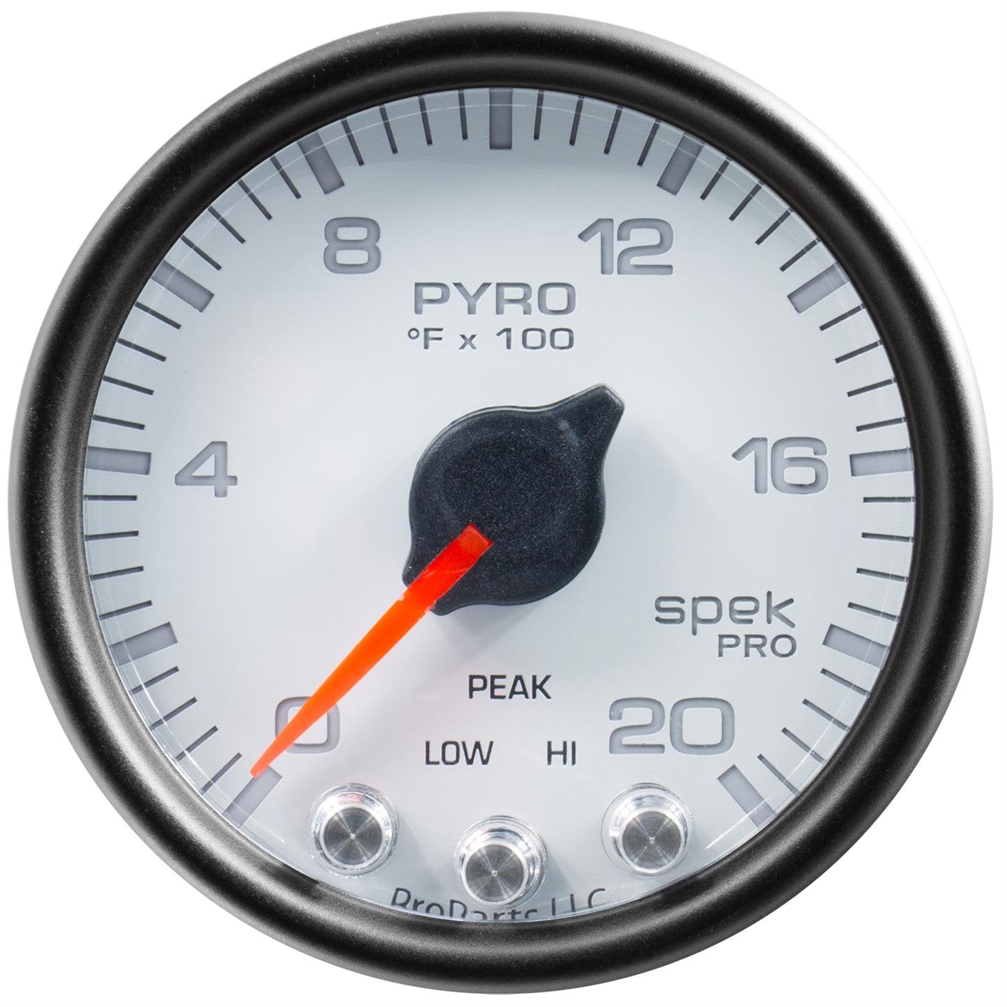 AutoMeter P31012 Pyrometer Gauge (EGT) (Spek-Pro 2 1/16", 2000ºf, Stepper Motorwith Peak & Warn, Wht/Blk, Spek-Pro)