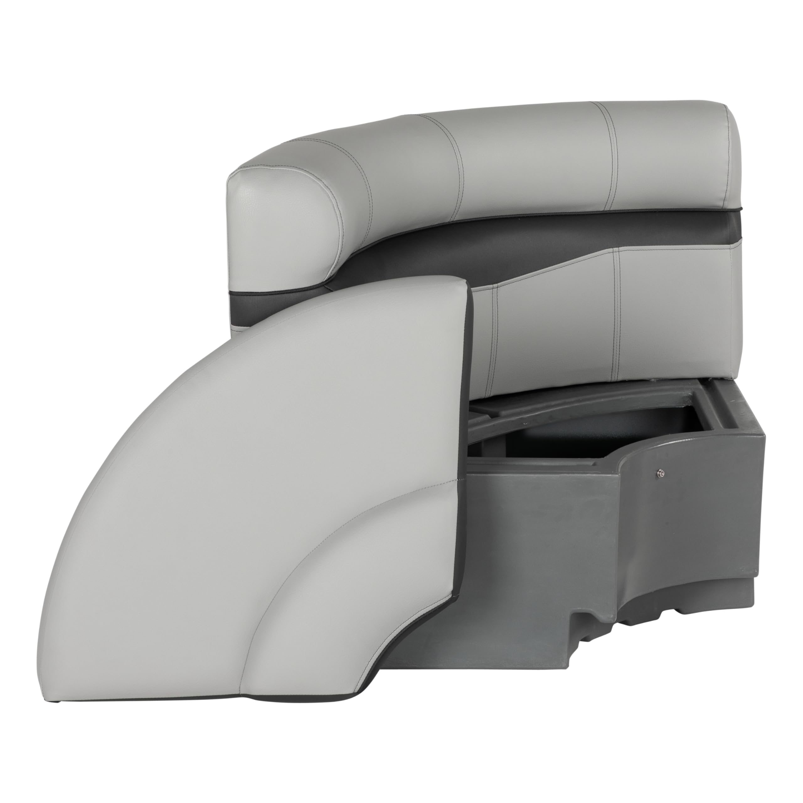 Rockport Series Lippert 32" Radius Pontoon Corner Seat, Measures 32" L x 28.5" W x 30" H, Marine-Grade Vinyl, High-Density Foam, Easy Installation, Fits Most Pontoons, River Rock – 20221094114