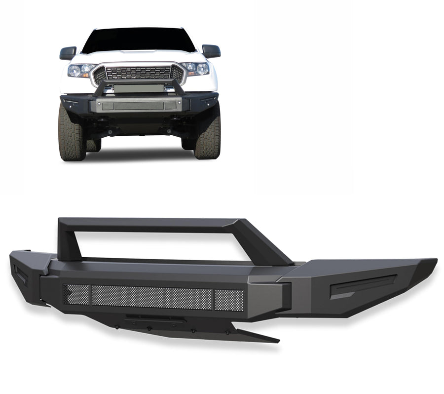 Armour II Heavy Duty Black Horse Modular Front Bumper Matte Black Compatible with 2019-2023 Ford Ranger-AFB-FR19