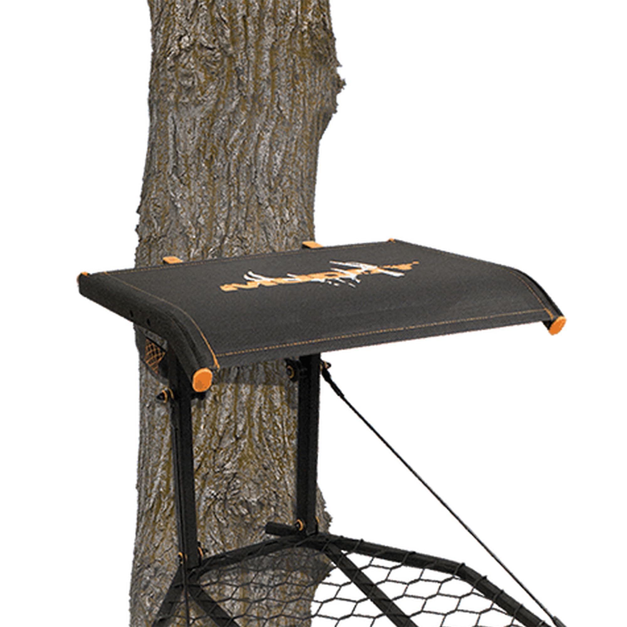 The Boss XL MUDDY 1 Person Hang-On Tree Stand, Deer Hunting Stand with Silent Straps, FlexTek Seat and Extra Wide Platform, Black