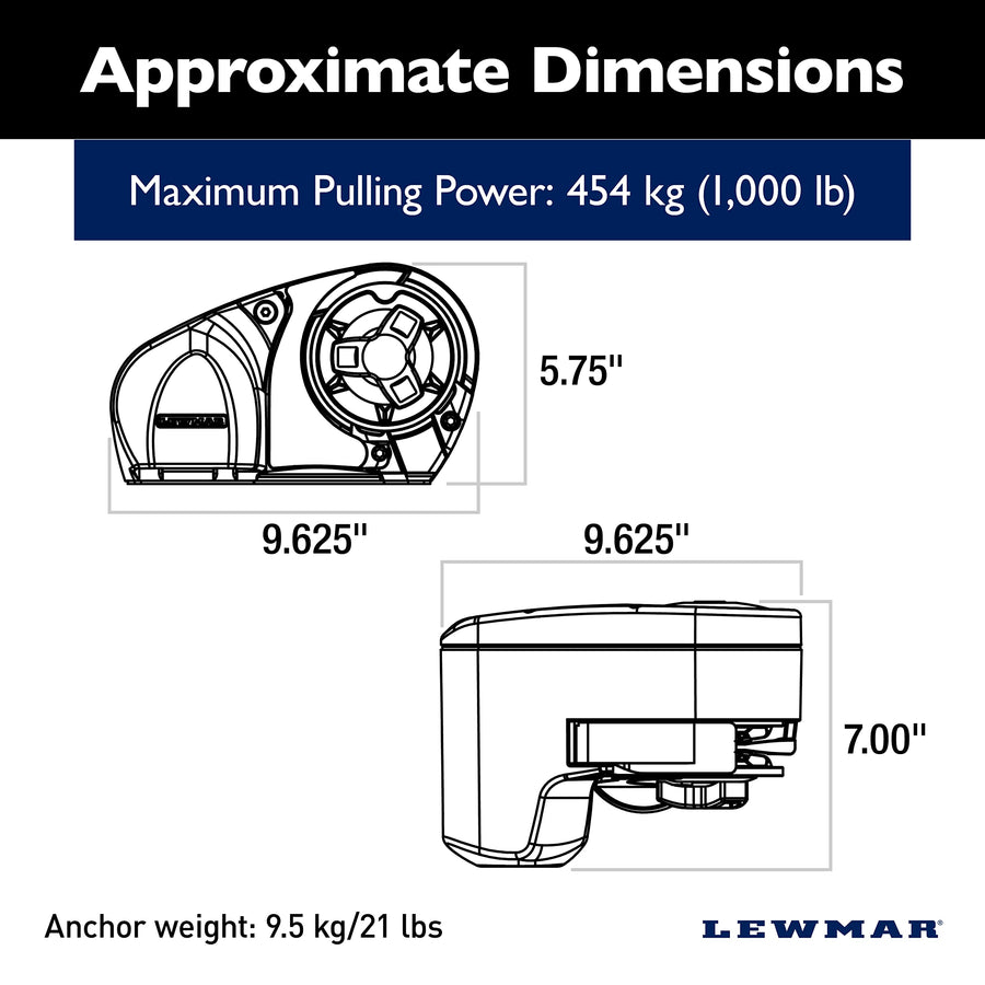 Lewmar 12V Pro Fish Chain Holder for 5/16" G4 Chain, Auto Free-Fall System, Maximum Pull 700 lbs., 316 Stainless Steel Construction, for Boats 28'-38' - 6656411108-102