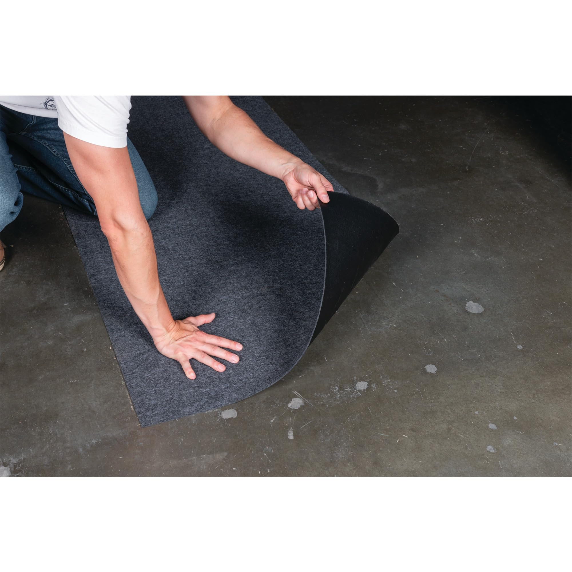 W88801 Performance Tool 9 by 2.4 Feet Premium Absorbent Garage Floor Mat for Under Car, Protects Garage Floor from Spills, Drips, Splashes and Stains. Durable, Reusable, Waterproof Rubber Parking Mats