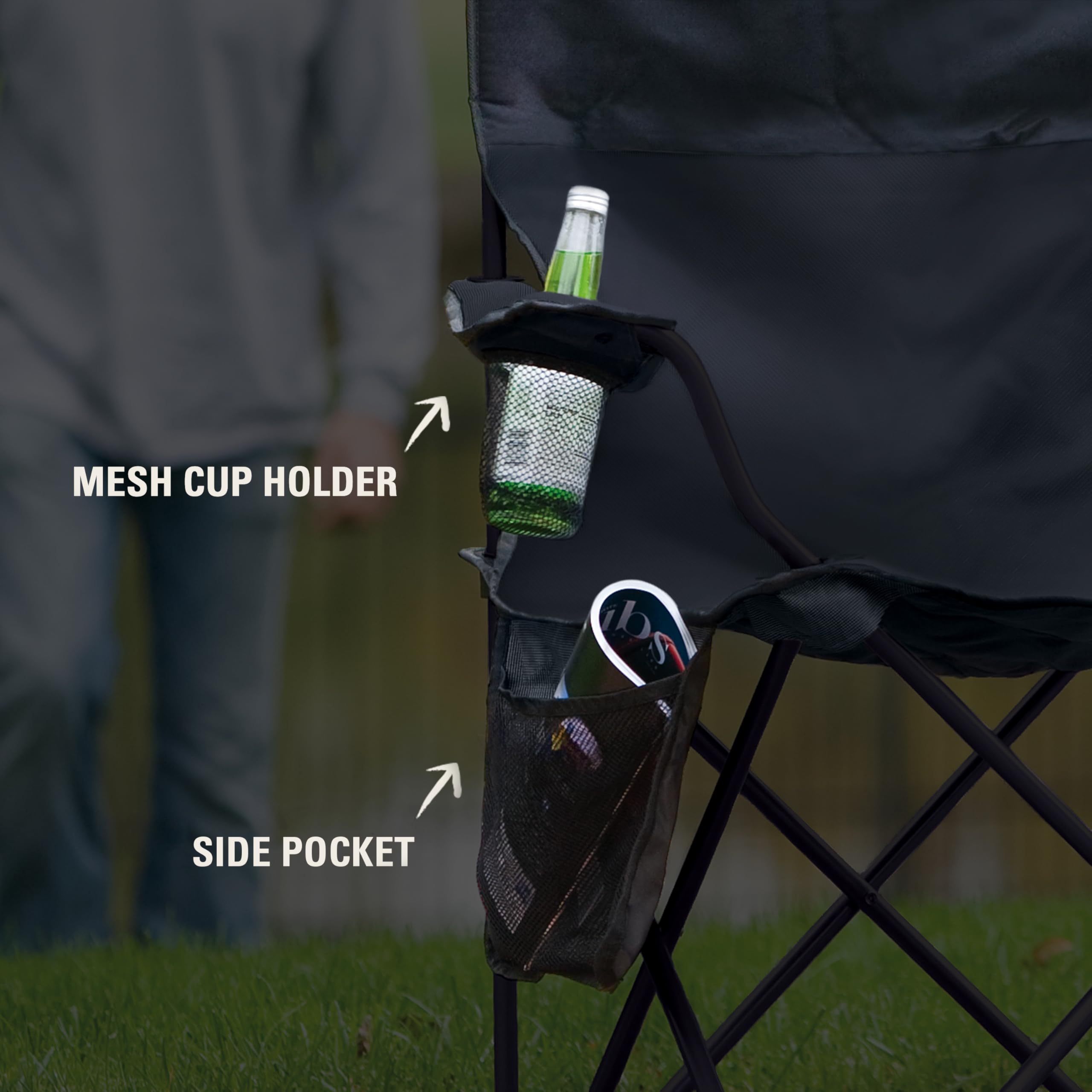 Coleman Camping Chair Portable with 4-Can Cooler, Cushioned Seat & Back with Side Pockets & Cup Holder, Carry Bag Included, Great for Camping, Tailgating, Firepits, Patio, & More