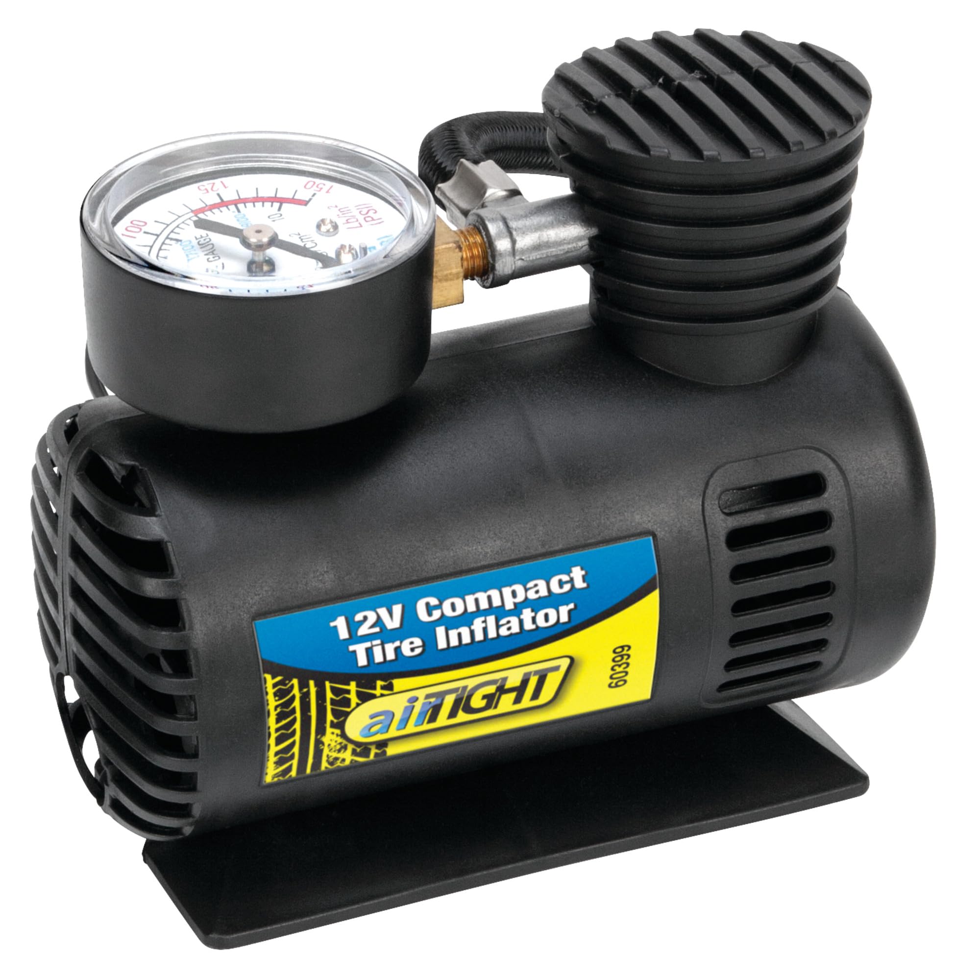 12V Compact Tire Inflator Performance Tool 60399 with LED Light and Auto Shut-Off, Portable Air Compressor for Cars, Trucks, SUVs and Bikes