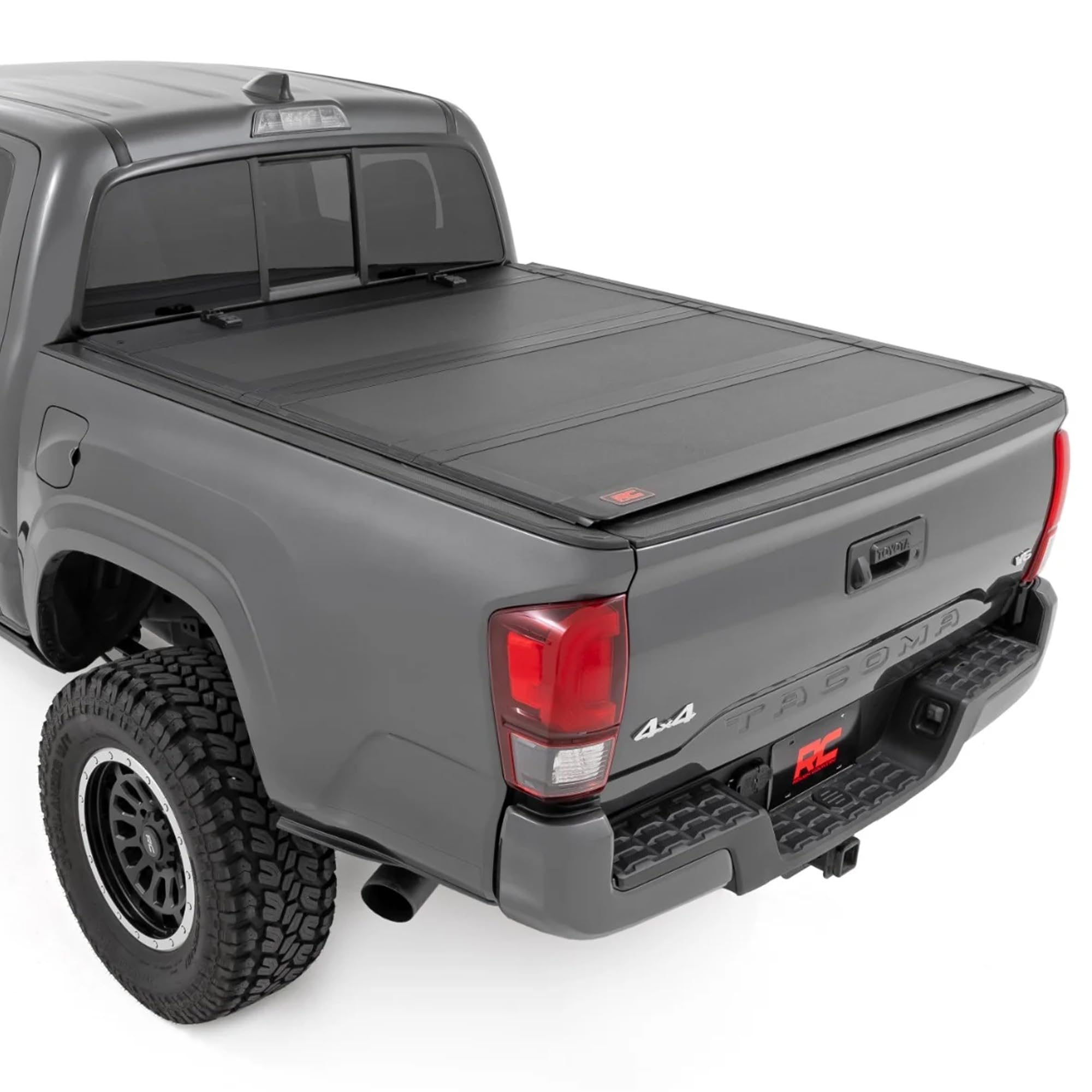 Rough Country Tonneau Cover Hard Flip-Up for Toyota Tacoma (2016-2023) - Fits 5' Bed, Tri-Fold Aluminum Truck Bed Cover, Weatherproof w/Full Bed Access