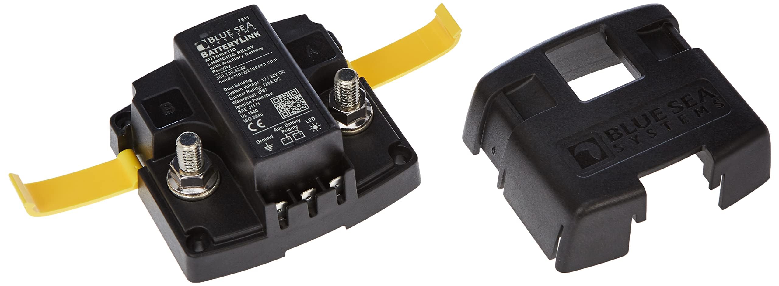Blue Sea Systems AUTO CHARGE RELAY 7611 120A 12/24V, Black,Yellow