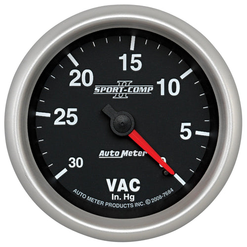 Sport-Comp II Auto Meter 2-5/8" 30 in. Hg Mechanical Vacuum