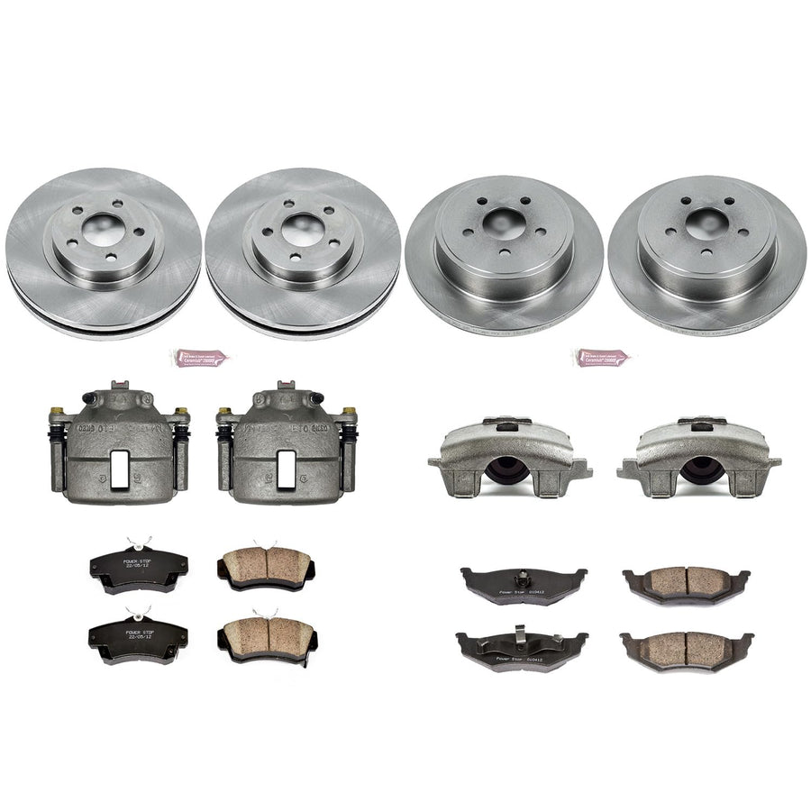 Power Stop KCOE6180 Replacement Autospeciality Front and Rear Caliper Kit- OE Rotors, Ceramic Brake Pads, Calipers For Chrysler PT Cruiser 2010 [Model Specific]