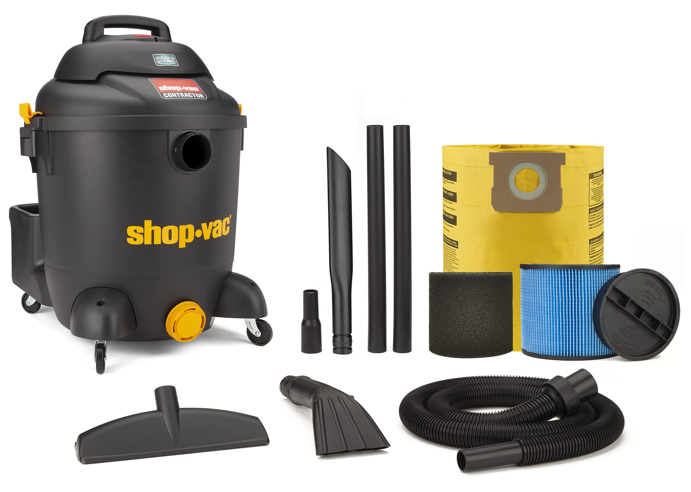 12 Gallon Shop-Vac Contractor Series Wet/Dry Vacuum, 5.5 Peak HP, 12 Ft x 1.5 Inch Hose, 20 Ft Cord Length, Heavy-Duty Cleaning in Jobsite, Garage, and Home