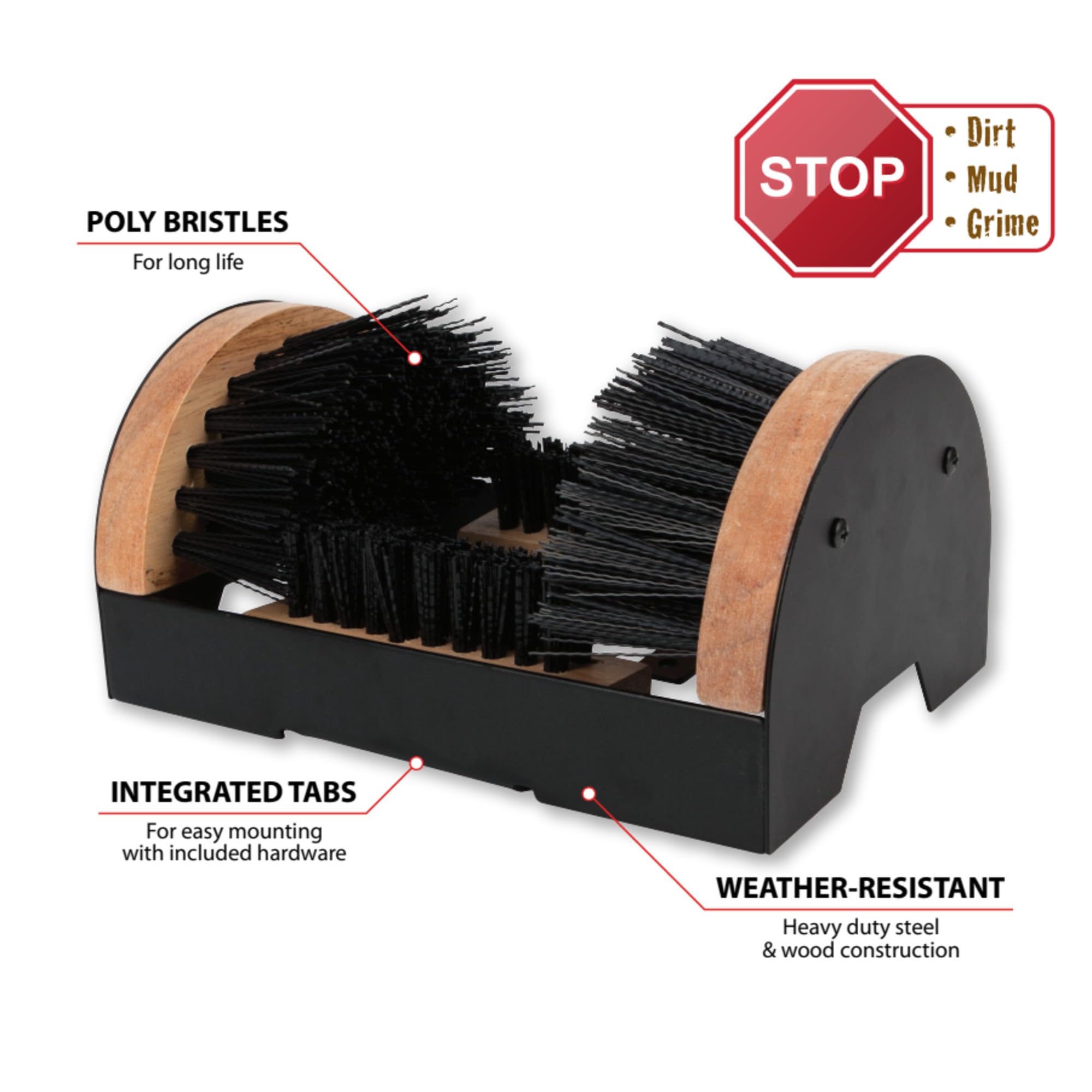 Boot Brush Cleaner Performance Tool W9451 Floor Mount With Hardware Indoor / Outdoor 4.7 x 9.5 x 6.5-Inches