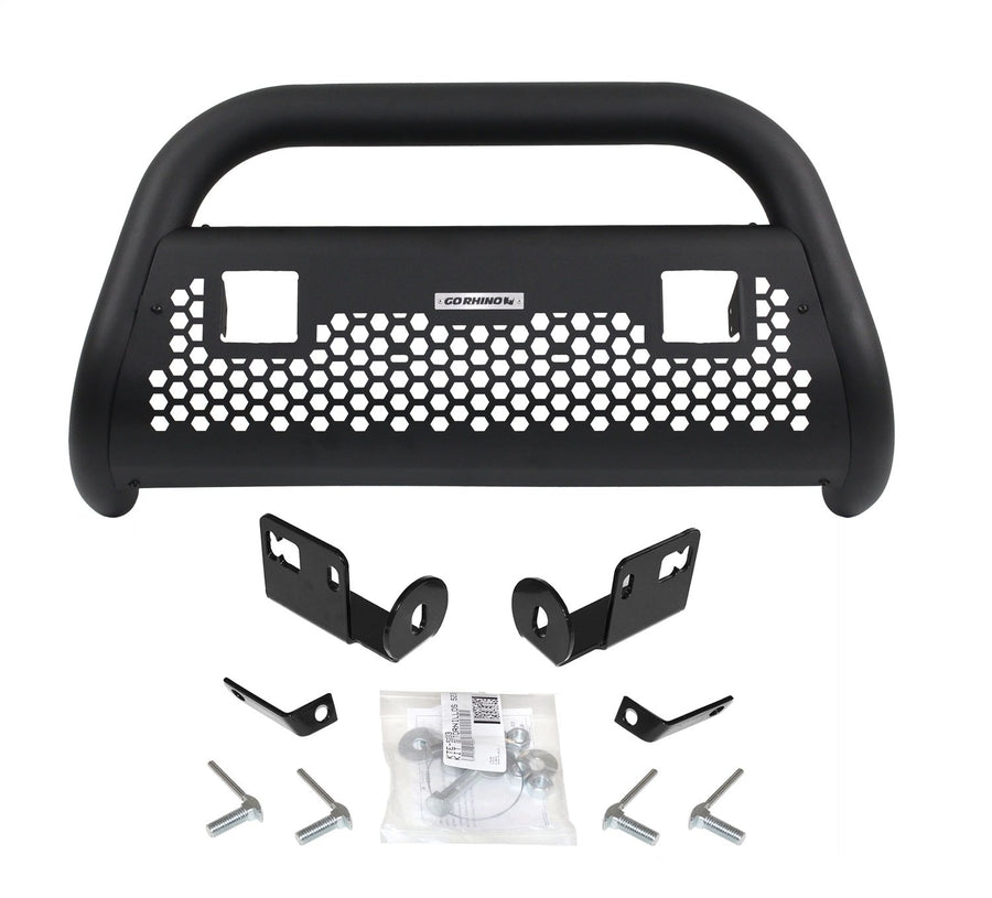 RC2 Bull Bar Go Rhino w/ Two 3" Cube Lights & Mounting Brackets | Mild Steel, Textured Black | 55042T | Fits 2003 - 2006 Chevrolet Silverado & GMC Sierra 2500HD, 3500HD