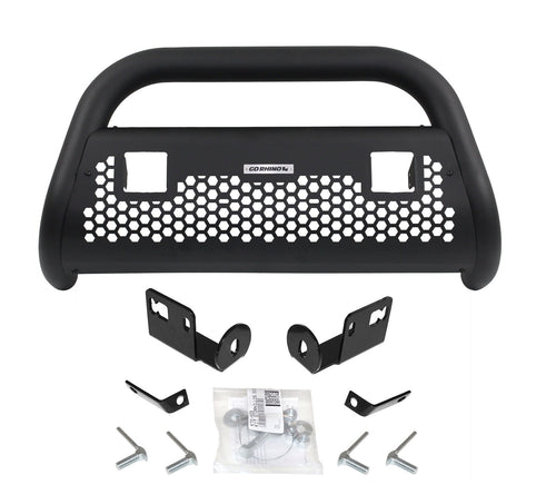 RC2 Bull Bar Go Rhino w/ Two 3" Cube Lights & Mounting Brackets | Mild Steel, Textured Black | 55172T | Fits 2007 - 2019 Chevrolet Silverado & GMC Sierra 2500HD, 3500HD (Excludes Driver Alert package)