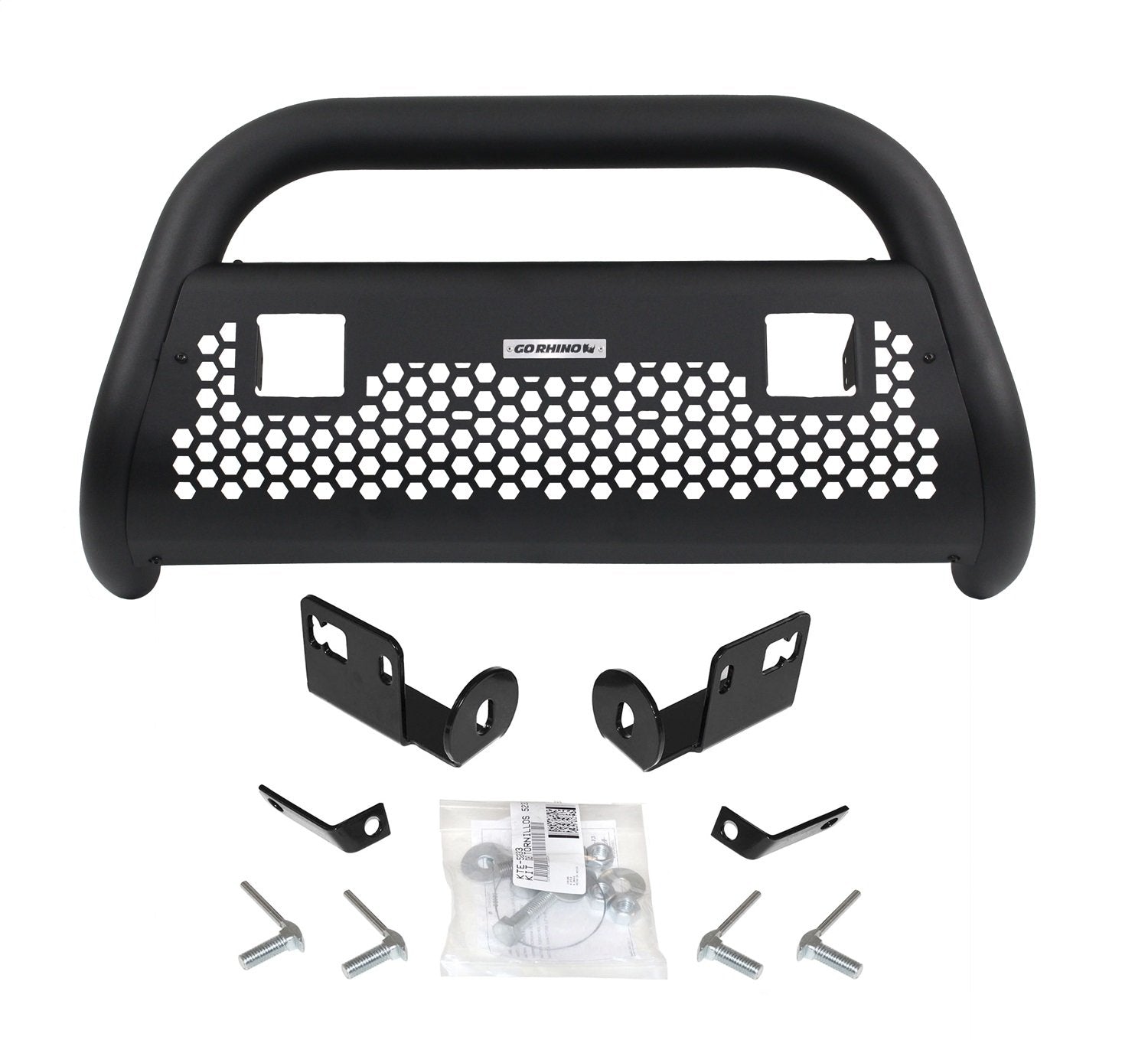 RC2 Bull Bar Go Rhino w/Two 3" Cube Lights & Mounting Brackets | Mild Steel, Textured Black | 55982T | Fits 2008-2016 Ford F-250, F-350, F-450 Super Duty (Excludes Models with Front Park Assist)