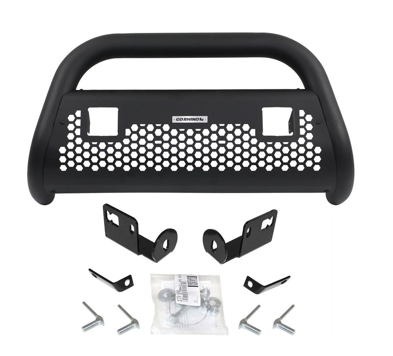 RC2 Bull Bar Go Rhino w/Two 3" Cube Lights & Mounting Brackets | Mild Steel, Textured Black | 55982T | Fits 2008-2016 Ford F-250, F-350, F-450 Super Duty (Excludes Models with Front Park Assist)