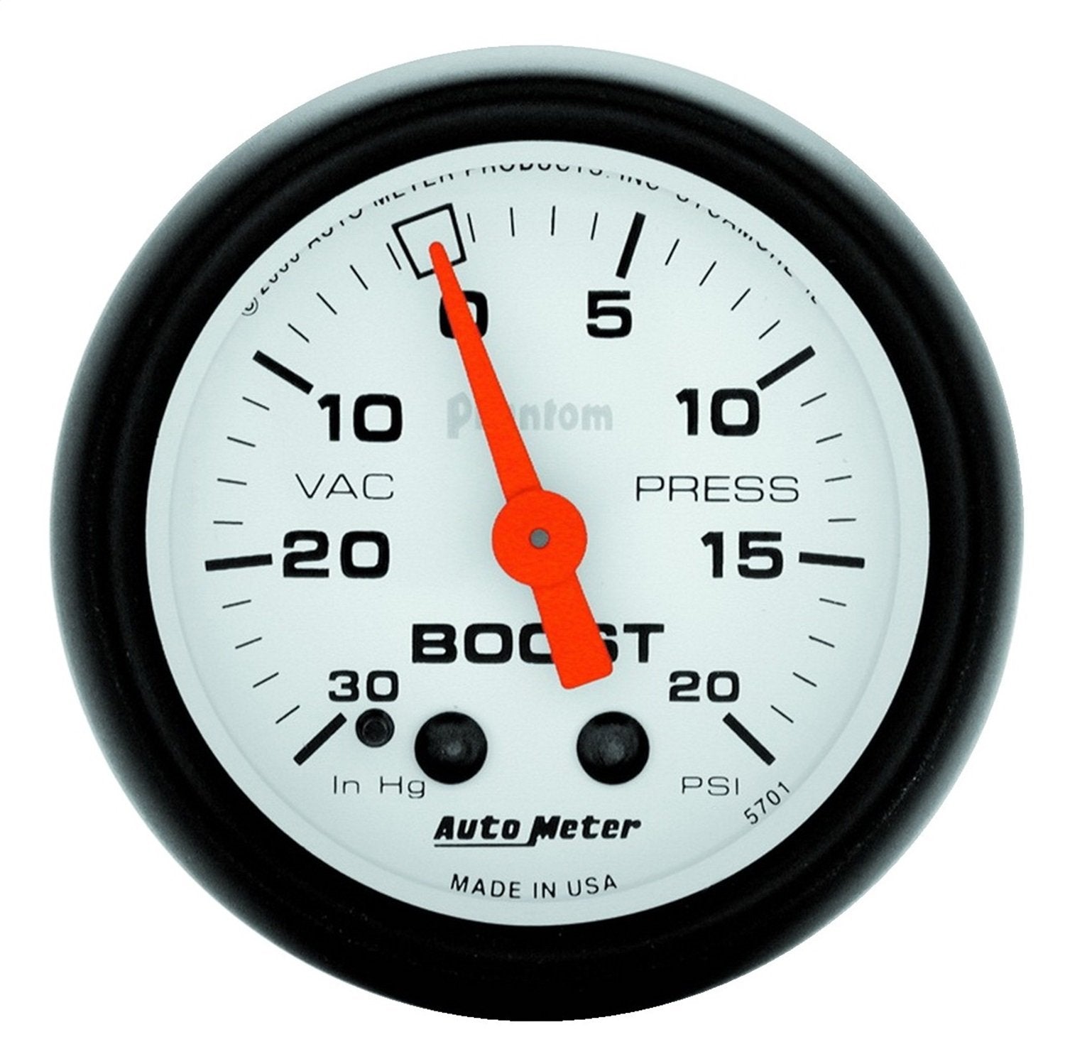 Auto Meter Phantom 5701 Mechanical Boost/Vacuum Gauge , 2.3125 in.