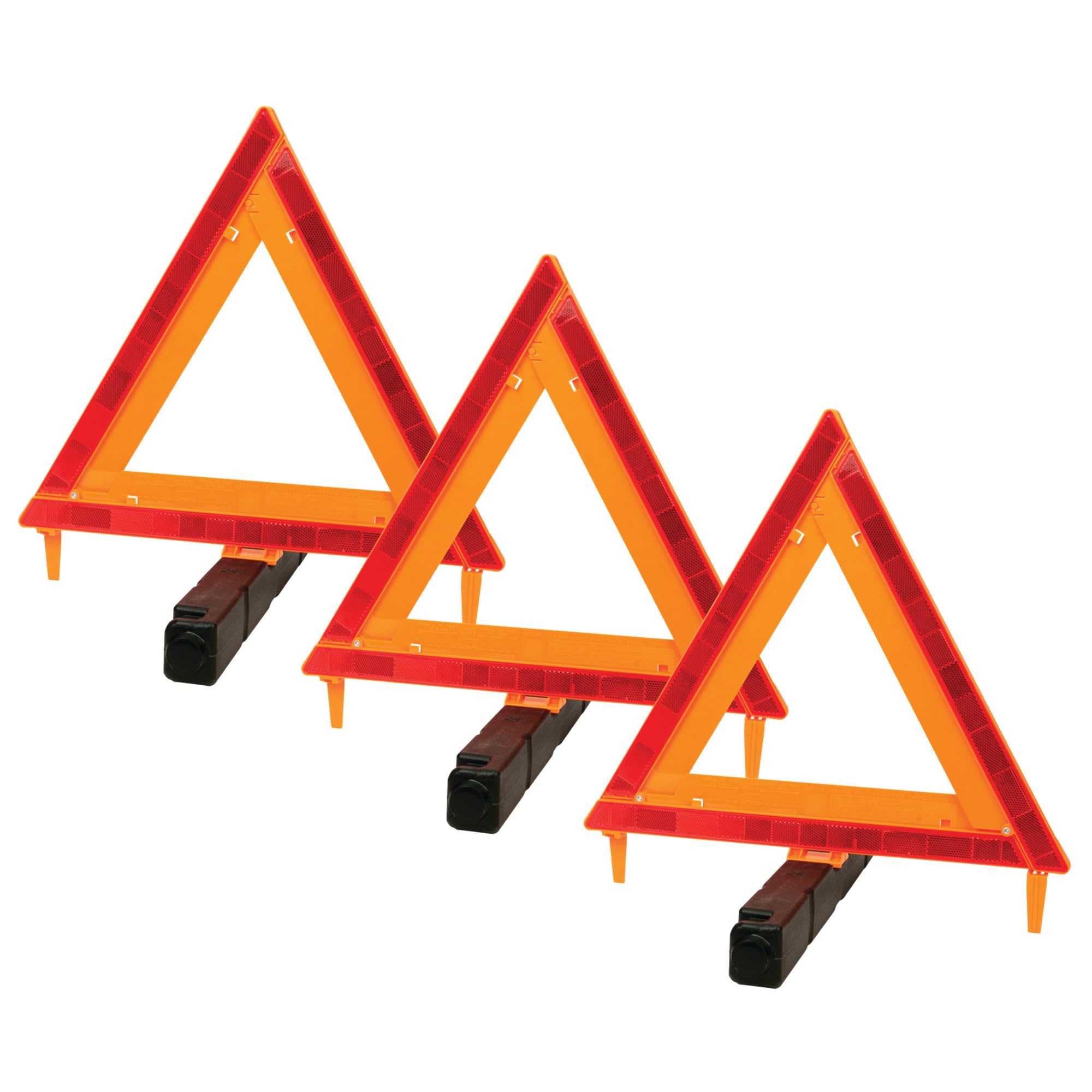 Large Performance Tool W1498 Emergency Reflective Triangle Roadside, 3 Pack with Case (Dot Approved)