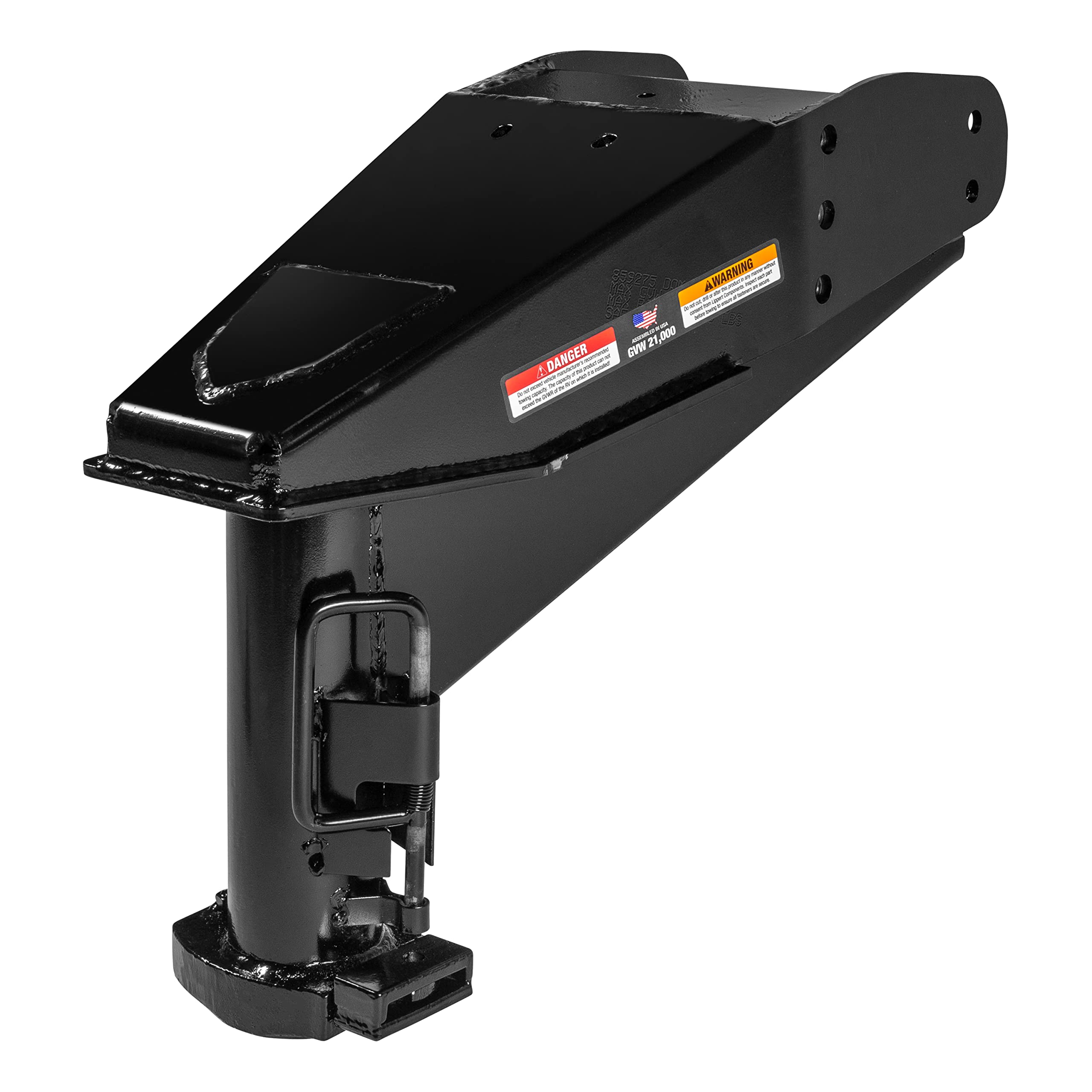 Lippert Connect Gooseneck 21K Capacity — Replaces Standard 5th Wheel Pin Boxes for RVs upfitted with Lippert Space-Saver Upper Deck Chassis — Powder Coat Finish — 1-Year Warranty - 2020043670