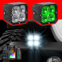 XKGLOW 2PC Cube Light Flood Beam SAE Bluetooth App Control