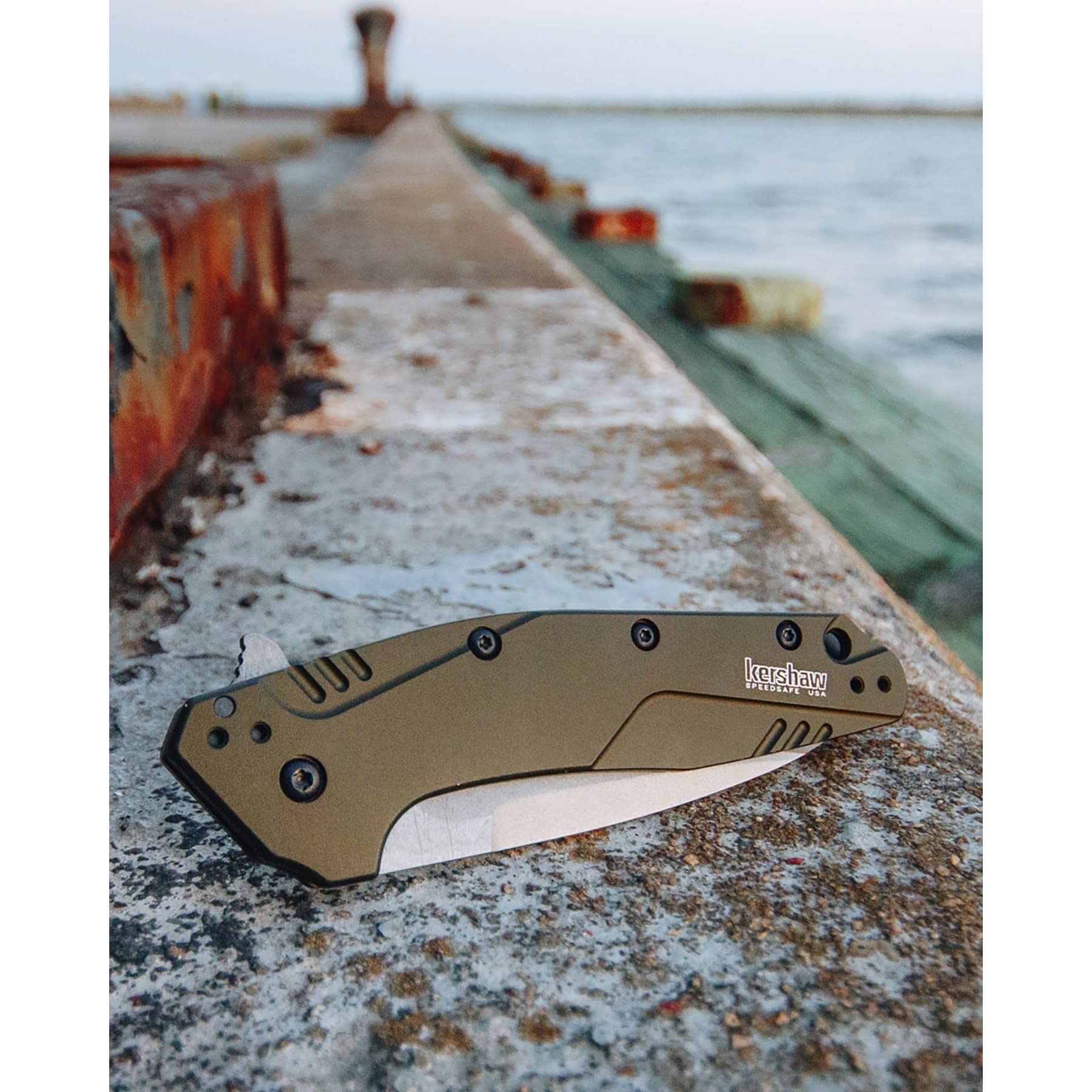 Kershaw Assisted Opening Dividend Knife Olive (3" Composite) 1812OLCB
