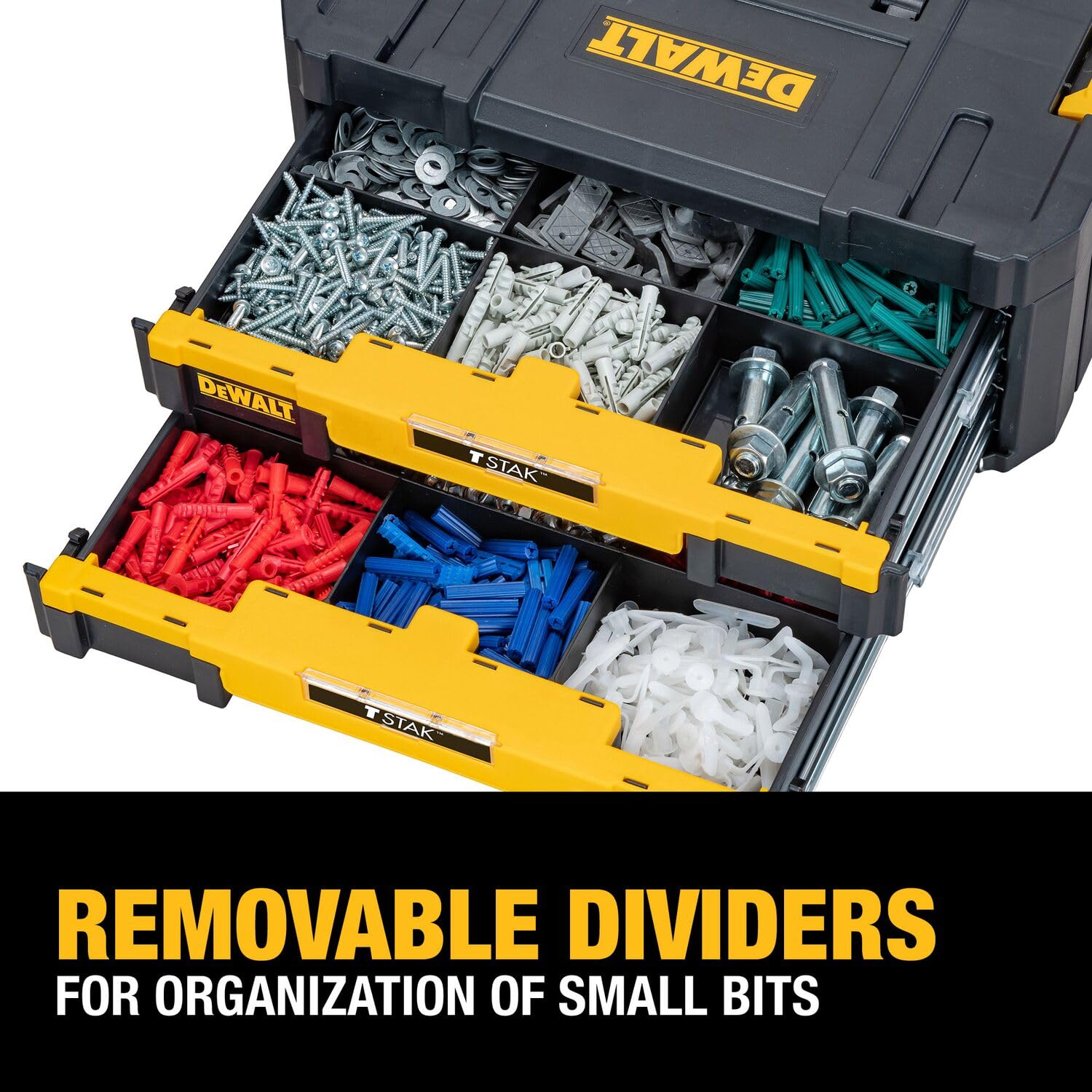 TSTAK DEWALT Tool Storage Organizer with Double Drawers, Holds Up to 16.5 lbs. (DWST17804)