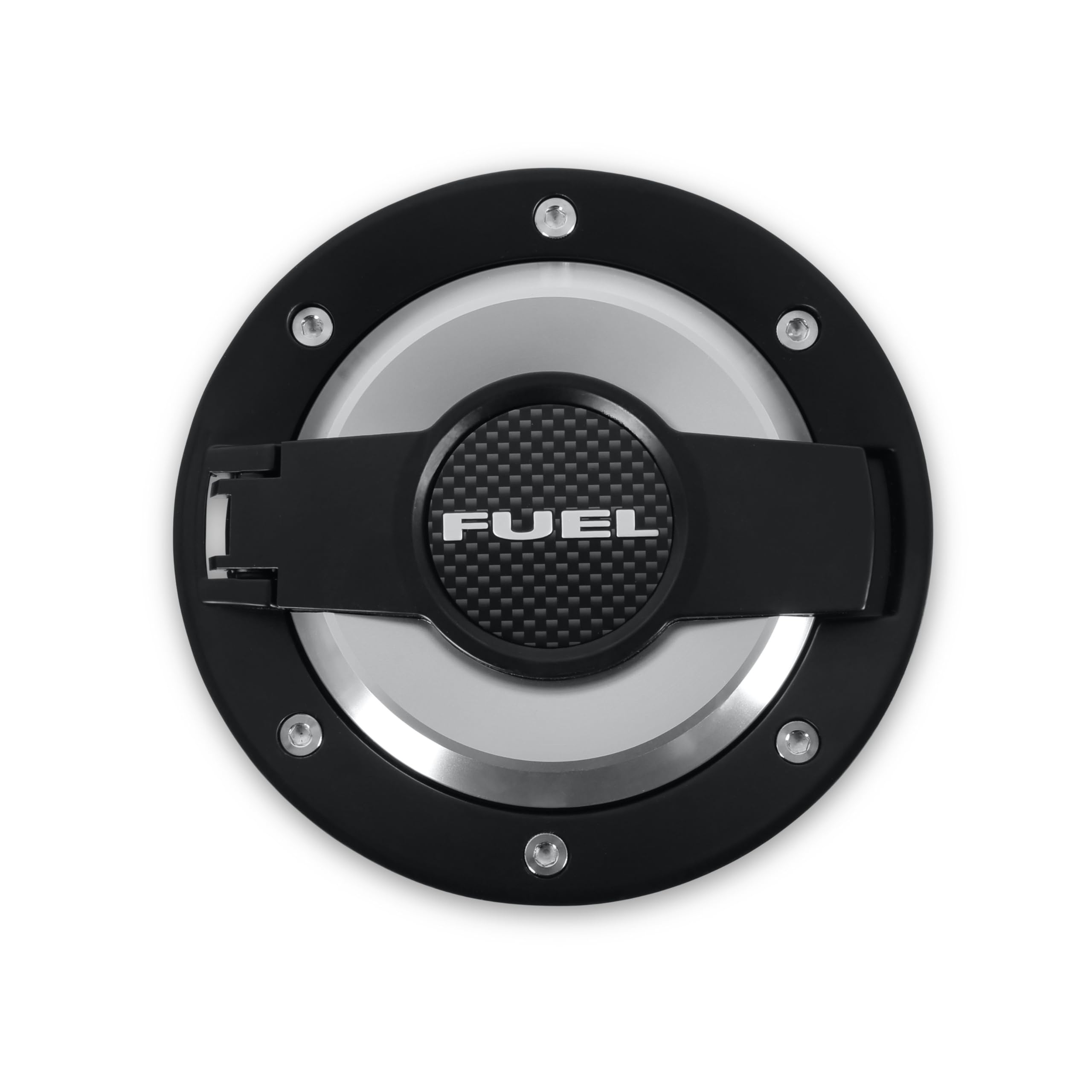 Muscle Cars Drake MO-210001 Black/Silver Billet Aluminum Fuel Door