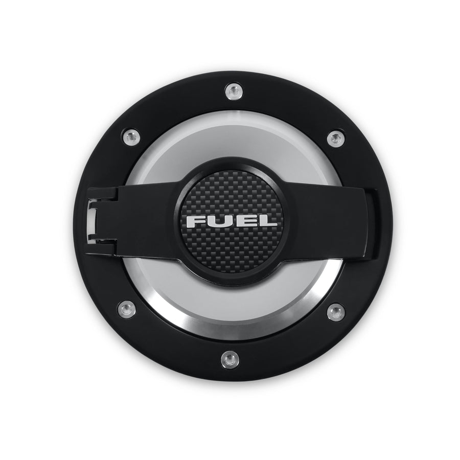 Muscle Cars Drake MO-210001 Black/Silver Billet Aluminum Fuel Door