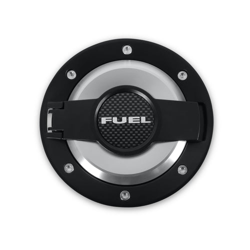 Muscle Cars Drake MO-210001 Black/Silver Billet Aluminum Fuel Door