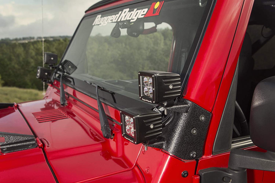 Light Kit Rugged Ridge for Jeep Wrangler TJ/LJ | Dual A-Pillar, 3", Square | 11232.38 | Fits 1997-2006 Jeep Wrangler TJ/LJ