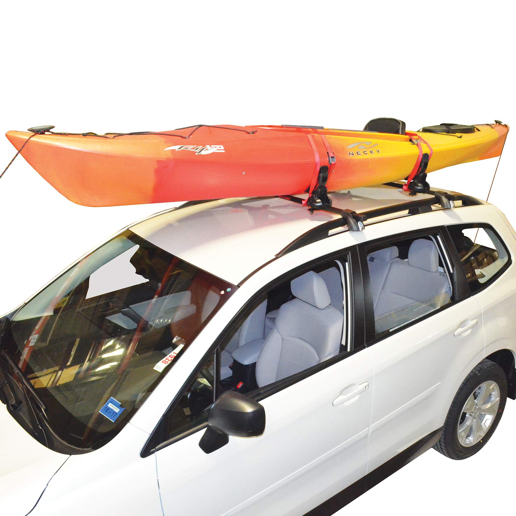 Malone Pro Saddle Up Universal Car Rack Kayak Carrier (Set of 4) with Bow and Stern Lines