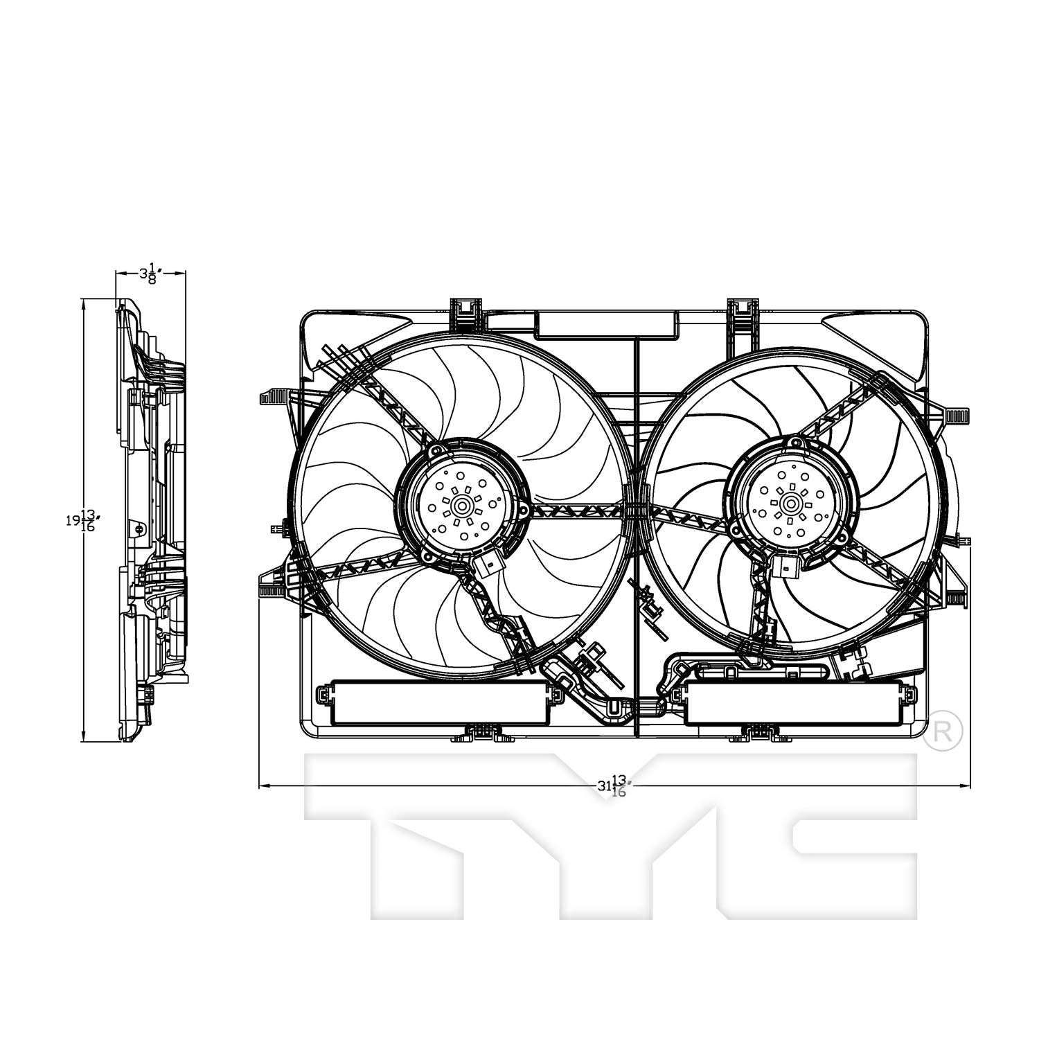 Cooling Fan Assembly TYC 622940 Compatible with AUDI, Black