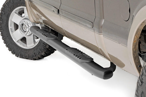 Rough Country Nerf Steps Oval for Ford F-250/F-350 SuperDuty (1999-2016) Crew Cab - OEM Style Rails with Built-in Side Steps