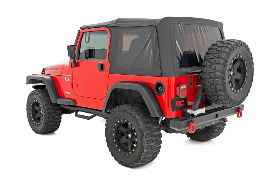 Rough Country Nerf Step Bars for TJ Jeep Wrangler (1997-2006) - Rugged Full Length Nerf Bars with Side Steps, Bolt-On Install