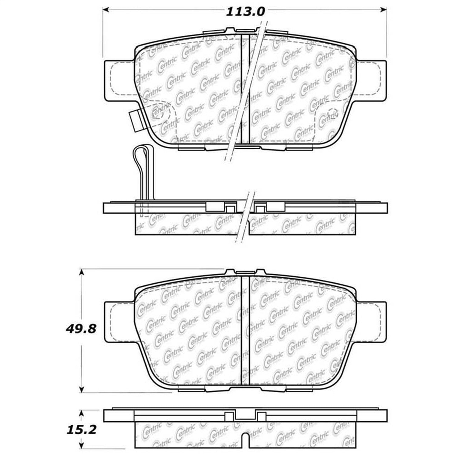Rear StopTech 308.11030 Brake Pads with Shims and Hardware
