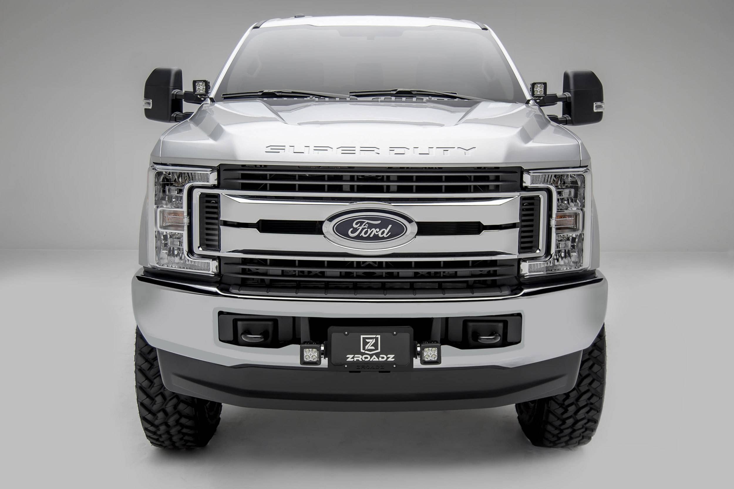 ZROADZ LED License Plate Frame Universal Bracket ONLY- Black Mild Steel - Bolt-on No Drilling Required - Mounts (2) 3 Inch ZROADZ or Similar Style LED Pod Lights PN#Z310005