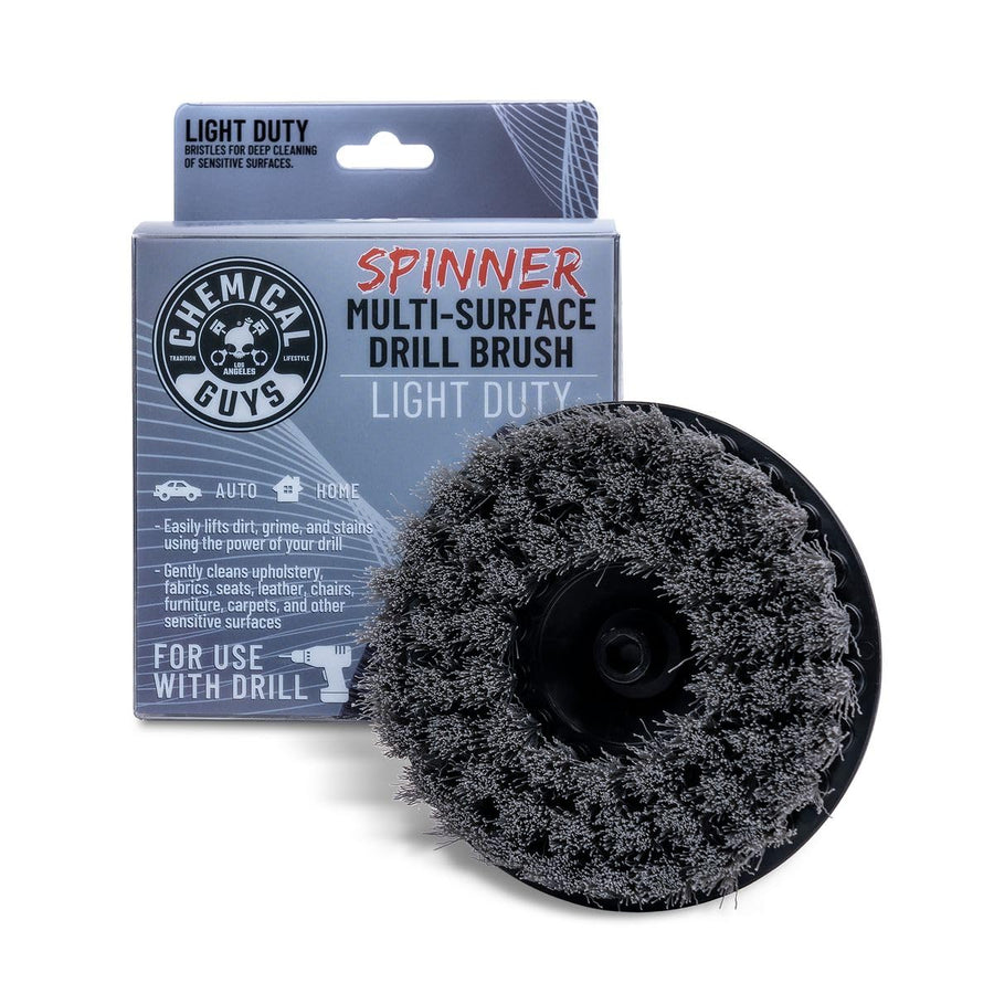 Chemical Guys ACC506 Multi-Surface Light Duty Spinner Drill Brush Attachment (Fits Any Standard Drill - Power Scrubber Removes Stains & Gently Cleans Upholstery, Fabric and Carpet), Gray
