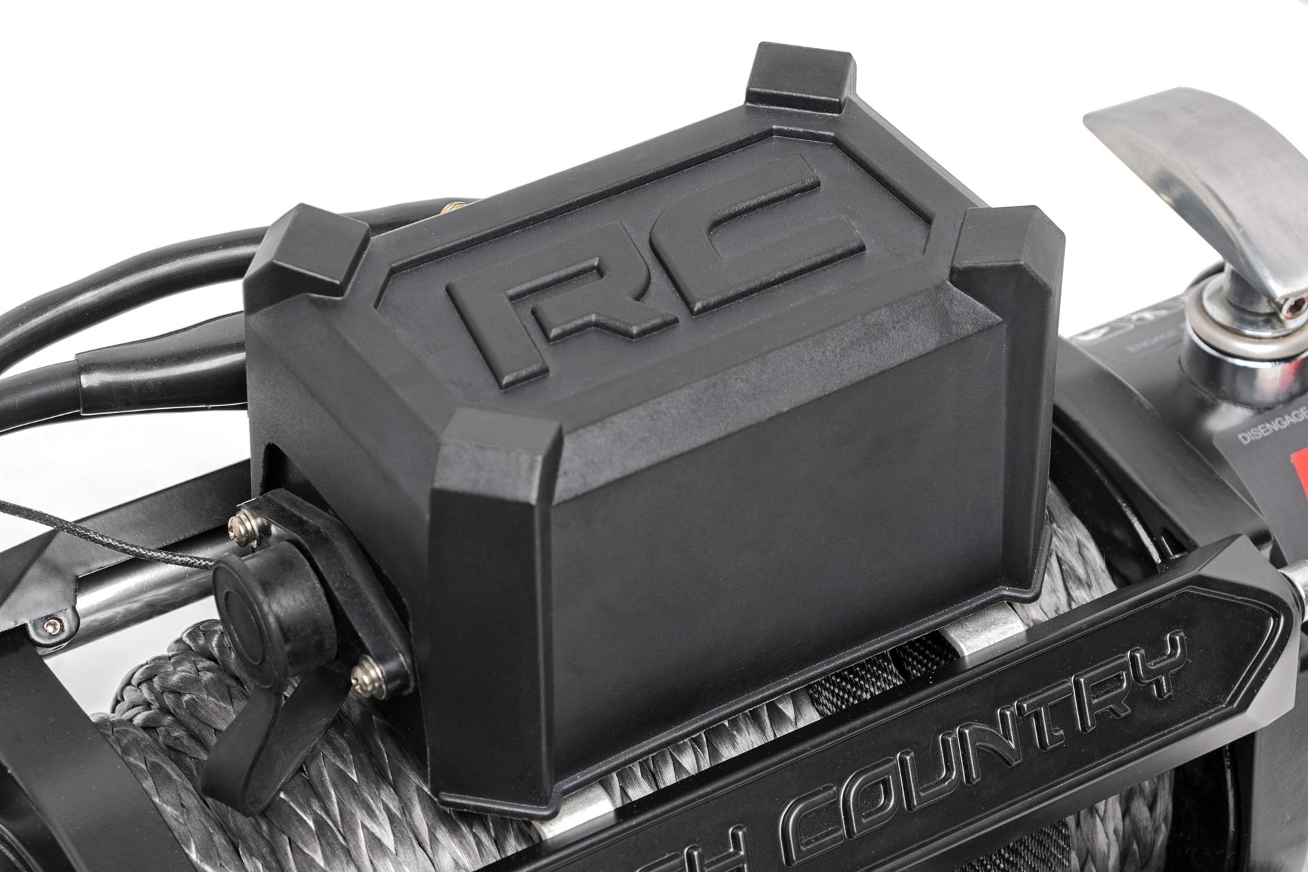 PRO Series Rough Country 9,500LB Winch with Synthetic Rope - 12V Waterproof 5.5HP Electric Winch for Jeeps, Trucks, Off Road Recovery Winch with Remote