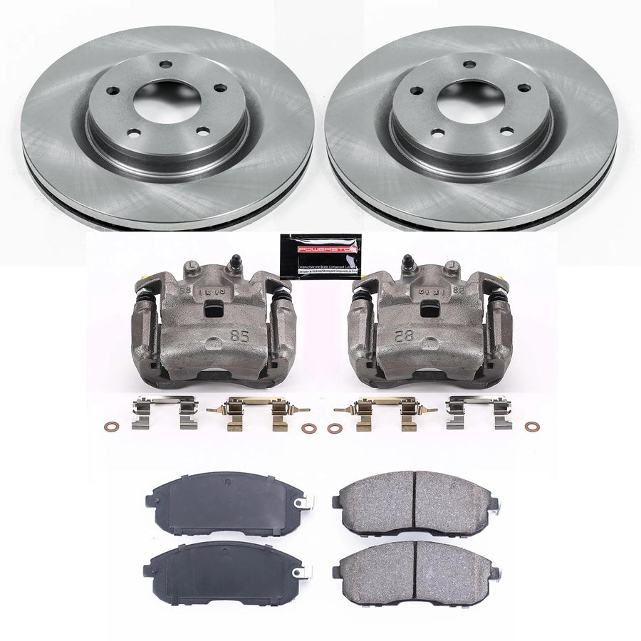 Power Stop KCOE6094 Replacement Autospeciality Front Caliper Kit- OE Rotors, Ceramic Brake Pads, Calipers For Nissan Sentra 2017-2018 [Model Specific]