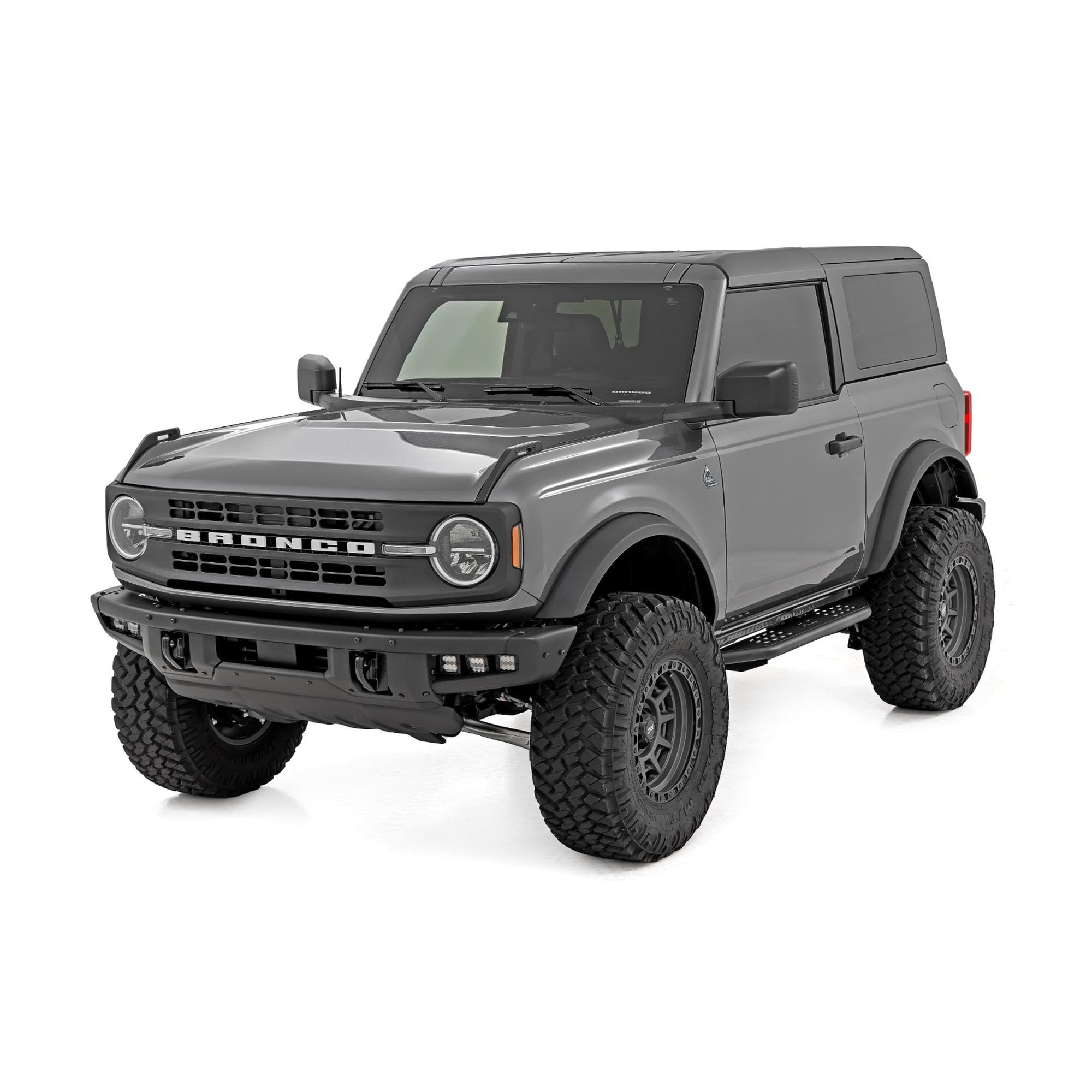 Rough Country Running Boards OV2 for Ford Bronco (2021-2025) 2-Door - Contoured Side Step Bars, Easy Bolt-On Install