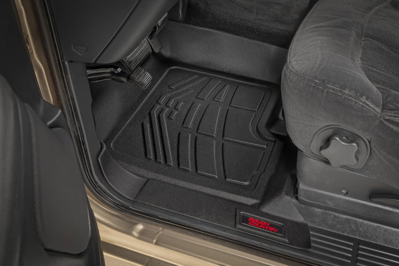 Sure-Fit Rough Country All Weather Floor Mats for Chevy Silverado/GMC Sierra 1500 Extended Cab (1999-2006) - Waterproof, Non-Slip Flexible Floor Mat, Front Set