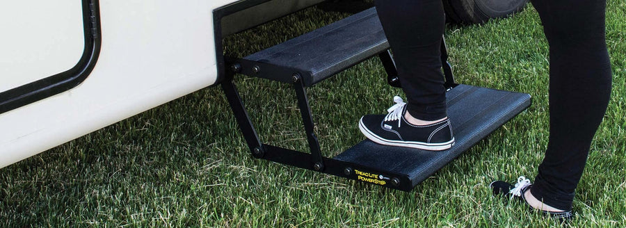 Lippert Components 24" Single Treadlite Power RV Step with Switch and Harness , Black 353542