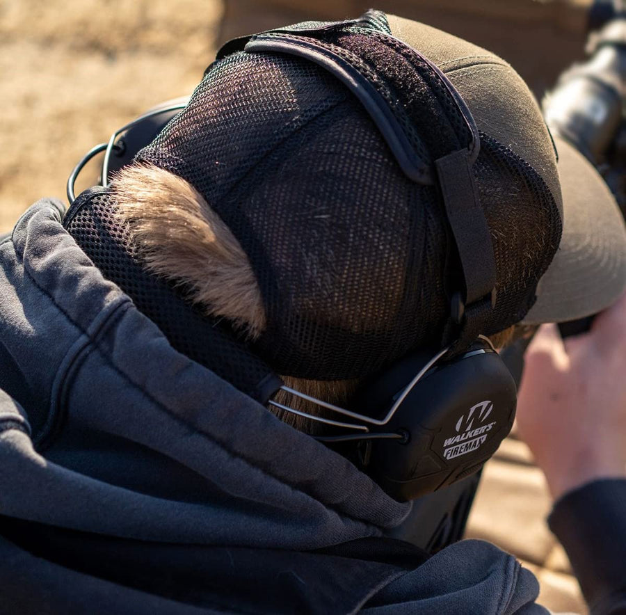 Walker's Lightweight Rechargeable Shooting Hunting Range Electronic Slim Low Profile Hearing Protection FireMax Behind The Neck Earmuffs