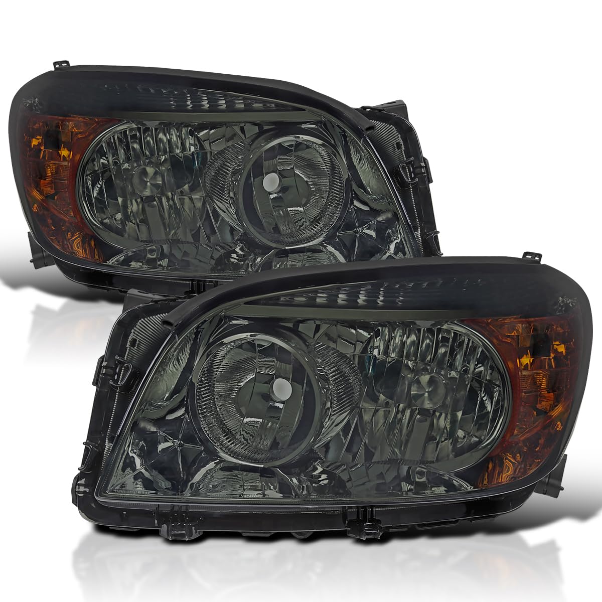 Smoke Spec-D Tuning Headlights Compatible with 2006-2008 Toyota RAV4, Left + Right Pair Headlamps Assembly