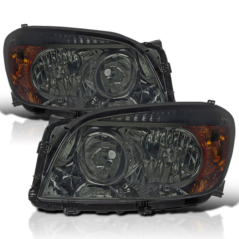 Smoke Spec-D Tuning Headlights Compatible with 2006-2008 Toyota RAV4, Left + Right Pair Headlamps Assembly