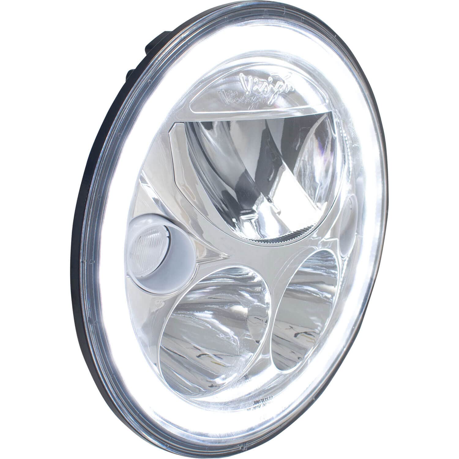 Vision X (XIL-7RD 7" Round VX LED Headlight w/Low-High-Halo, Single Light, Polished Chrome Face Lighting