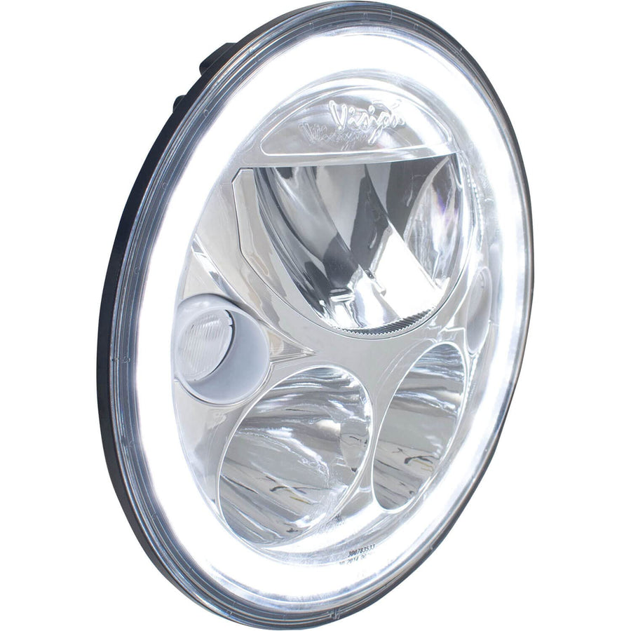 Vision X (XIL-7RD 7" Round VX LED Headlight w/Low-High-Halo, Single Light, Polished Chrome Face Lighting
