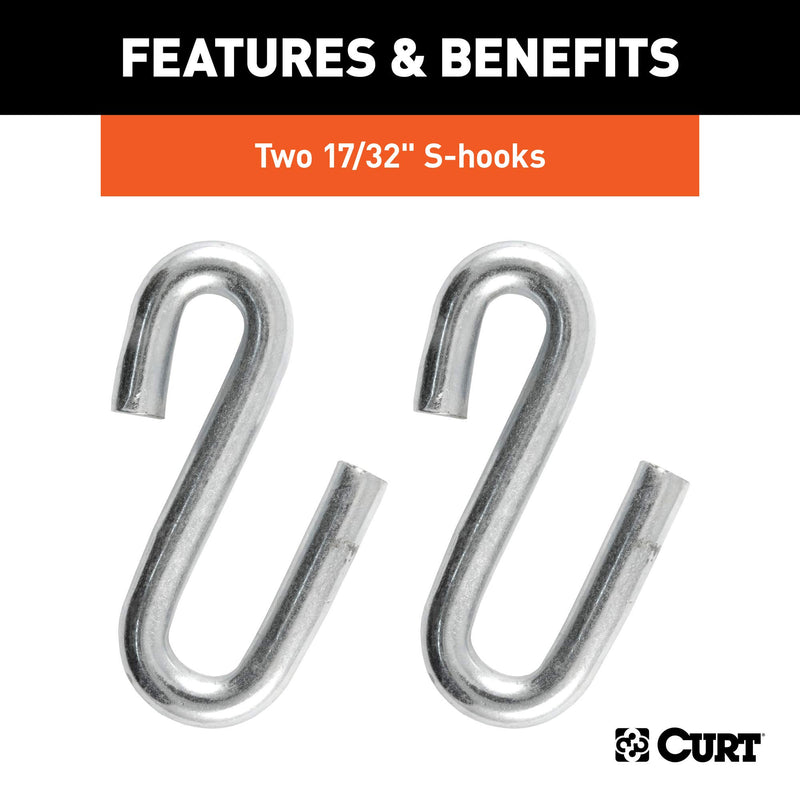 48-Inch CURT Trailer Safety Chain with 17/32-In S-Hooks, 7,000 lbs Break Strength