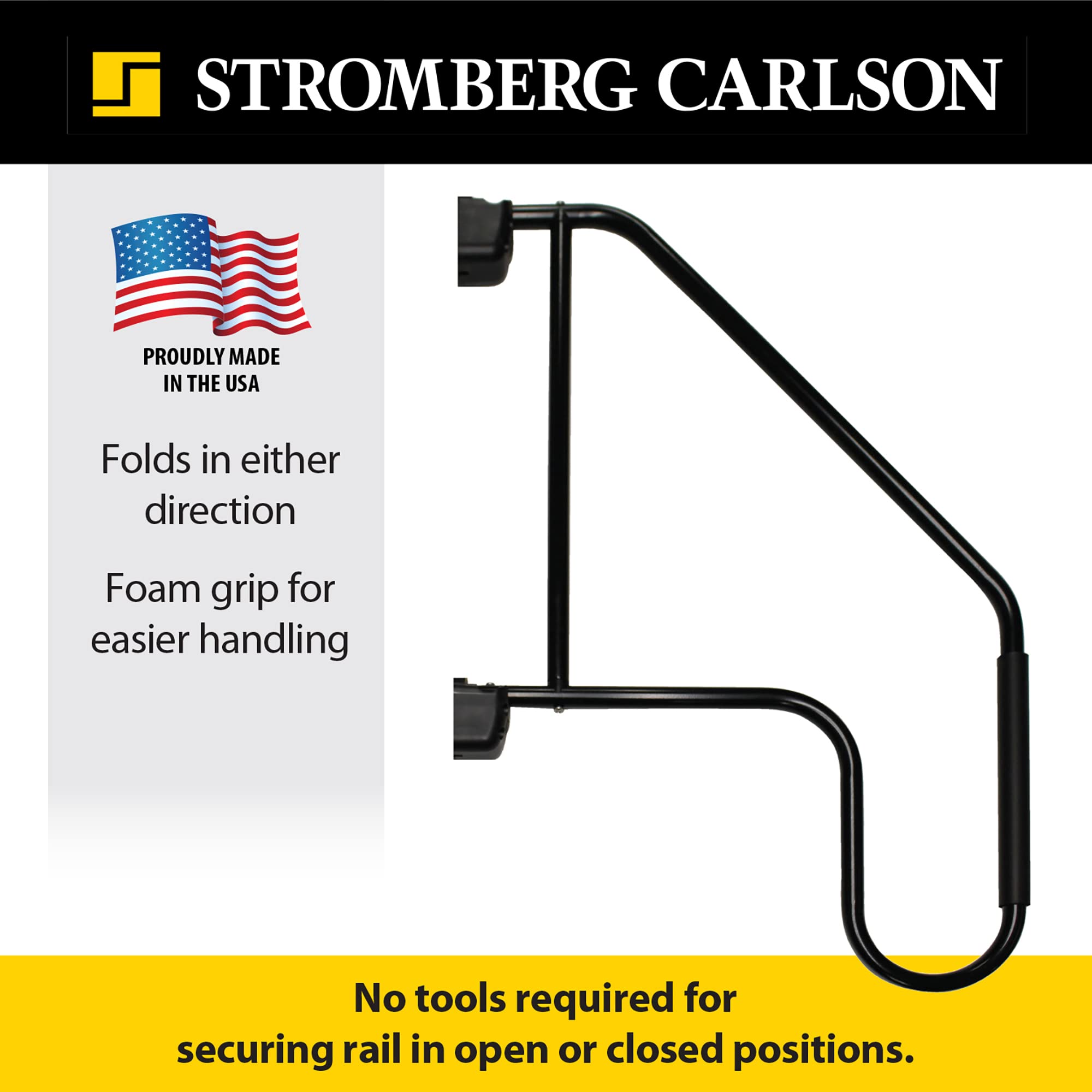Stromberg Carlson Lend-A-Hand AM-533 Extended Assist Rail - RV Handrail, RV Handle Grab Bar by Door, Camper Hand Rail, RV Step Handrail, Trailer Door Handle, Grab Handle, 37" Overall Drop, Black