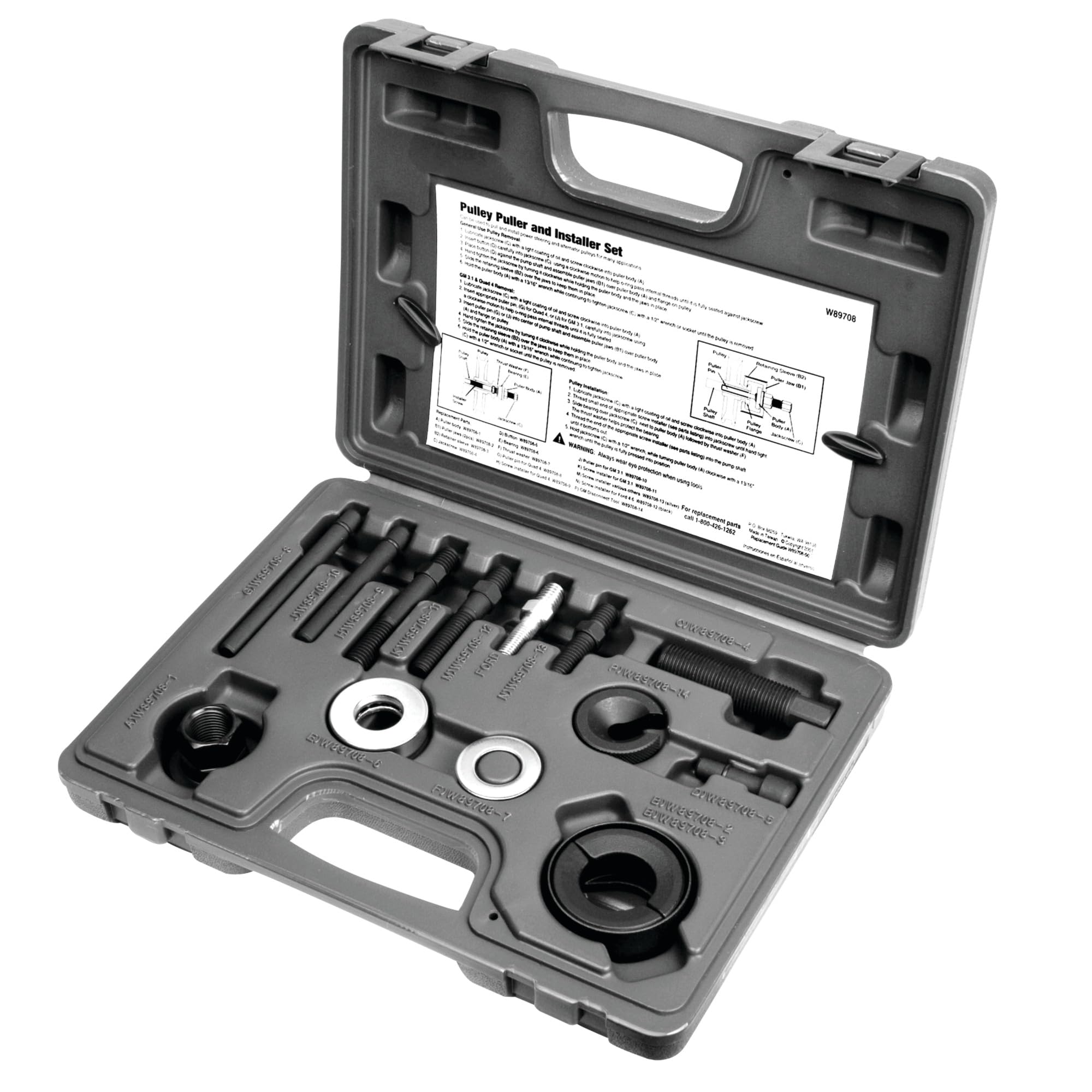 W89708 Performance Tool Pulley Puller/Installer Kit For Most Alternator and Power Steering Pulleys