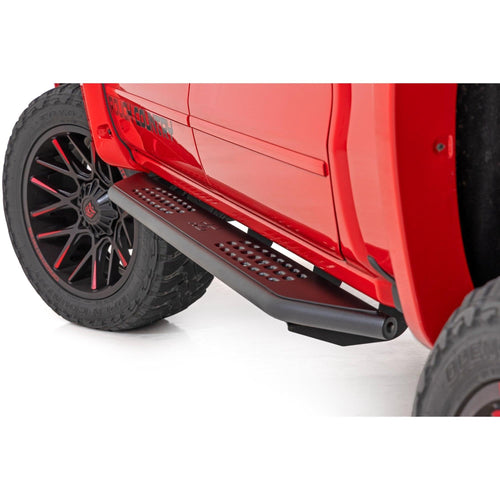 Rough Country Running Boards OV2 for Chevy Silverado & GMC Sierra 1500/2500HD/3500HD (2007-2019) Crew Cab - Contoured Side Step Bars, Easy Bolt-On Install
