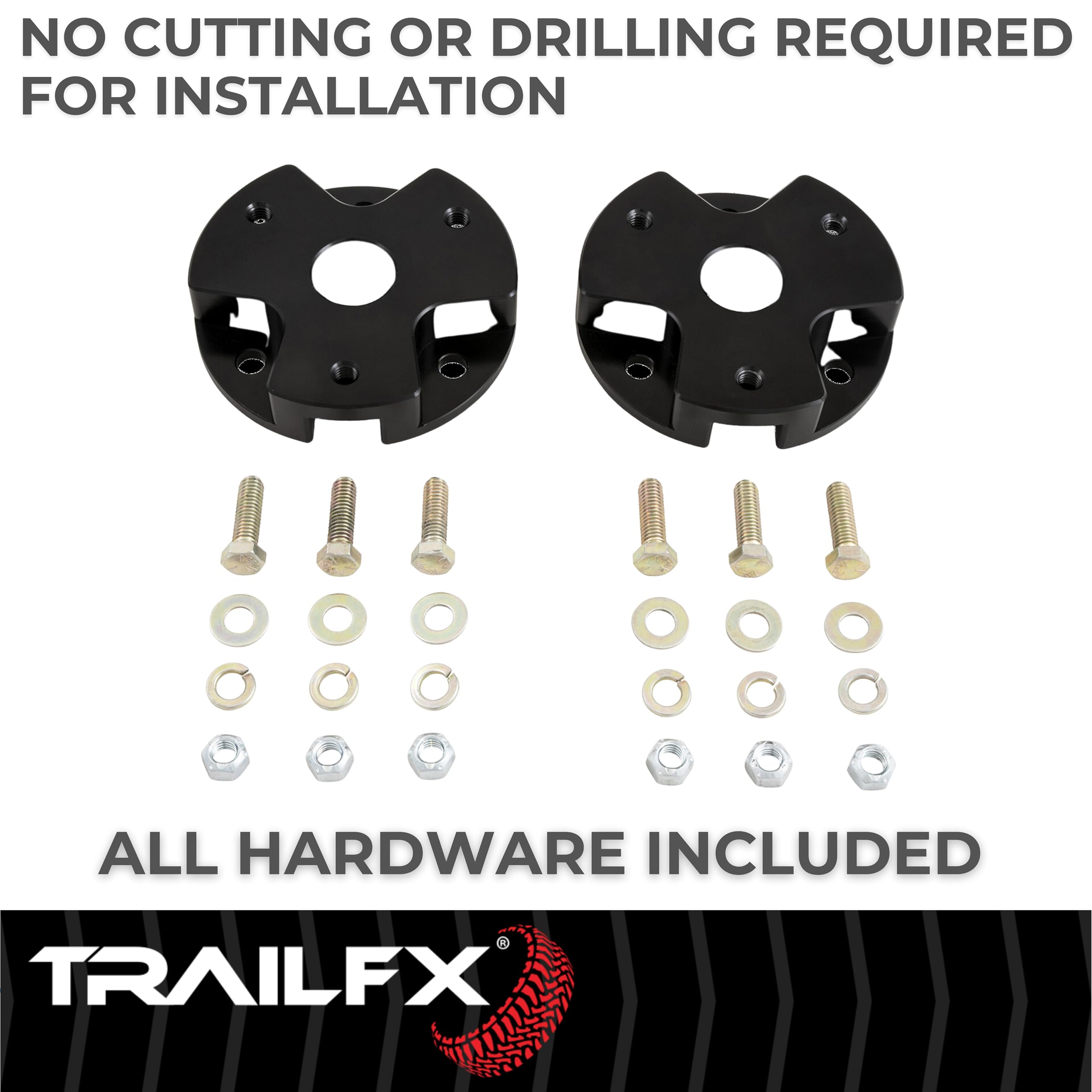 TrailFX Leveling Kit 2 Inch Lift for Ram 1500 2009-2018 Aluminum Strut Assembly Billet Spacers with Installation Hardware TrailFX D20LL7